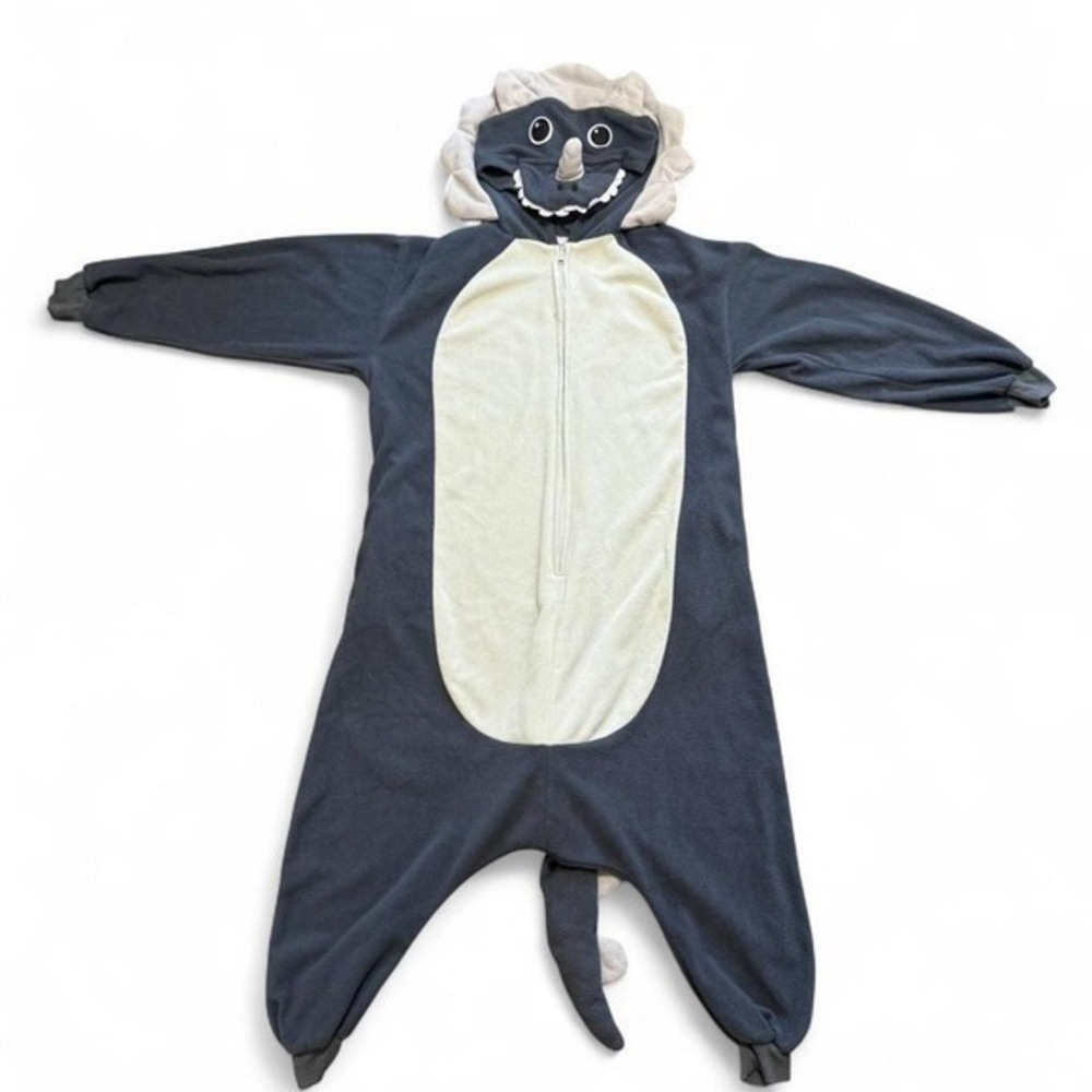 Silver Lilly Triceratops Dinosaur Plush Fleece Onesie Costume